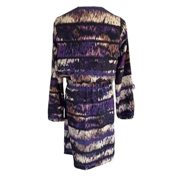Amour Vert Karen Surplice Plum Ikat Print Dress M - Picture 6 of 7